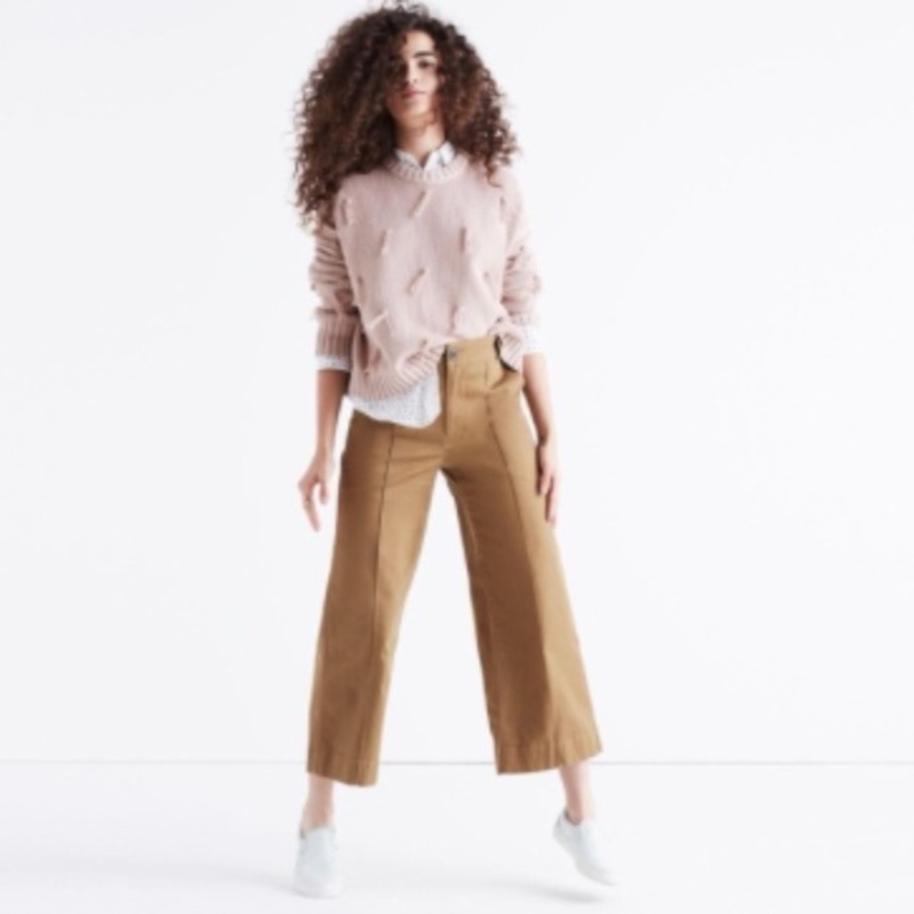 Madewell Wide-Leg Cropped Pants in Camel Brown